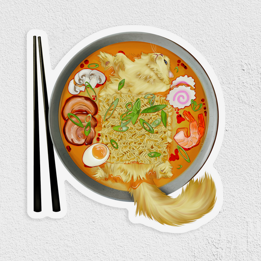 Cat-tastic Ramen Waterproof Sticker