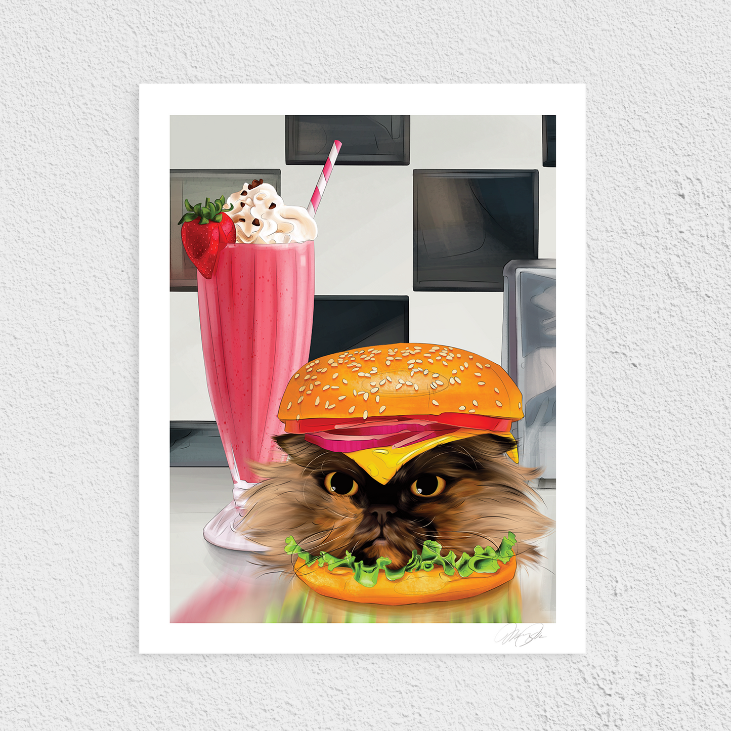 Cheese Purrger Art Print