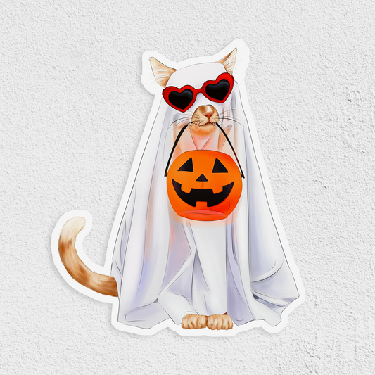 Ghost Sheet Kitty Waterproof Sticker