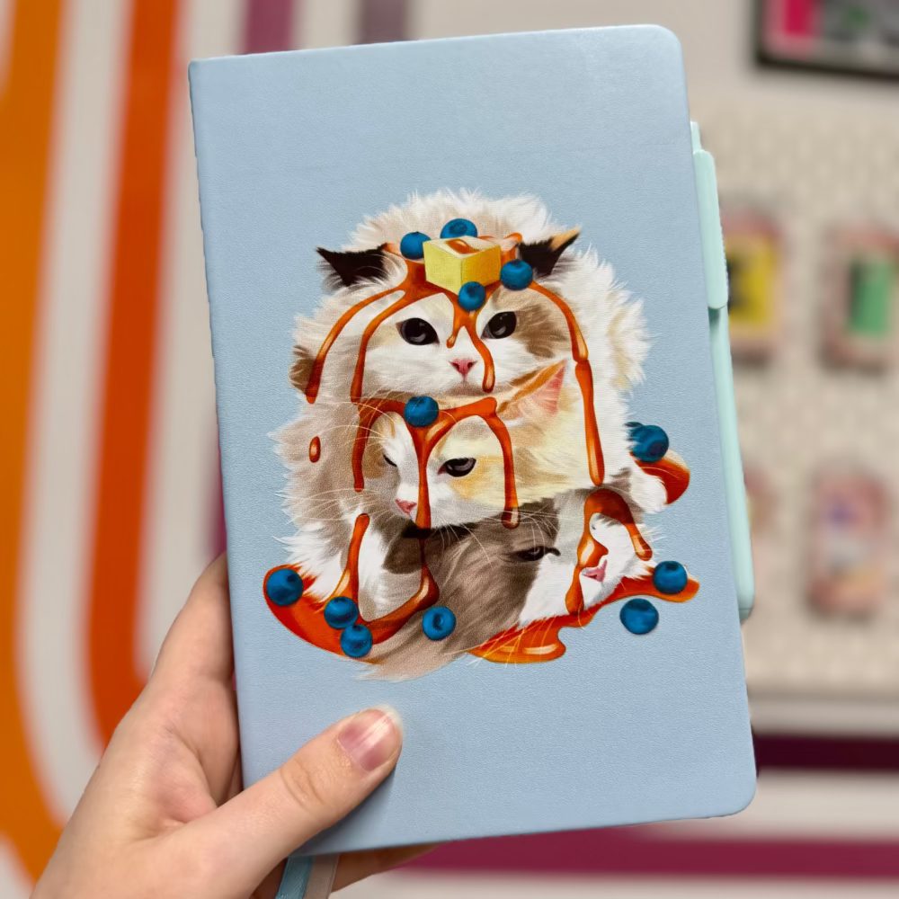 Blueberry Flapcats Hardcover Leatherette Notebook
