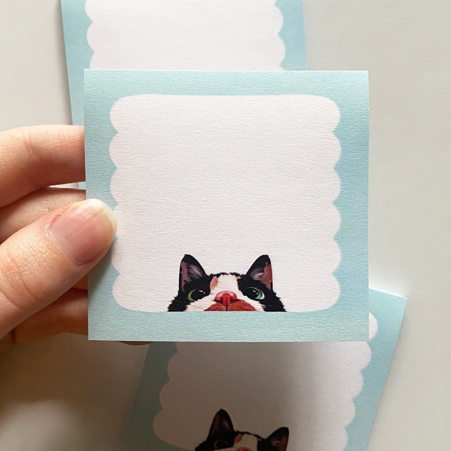 Peeking Cat Post-It Note (Blue)