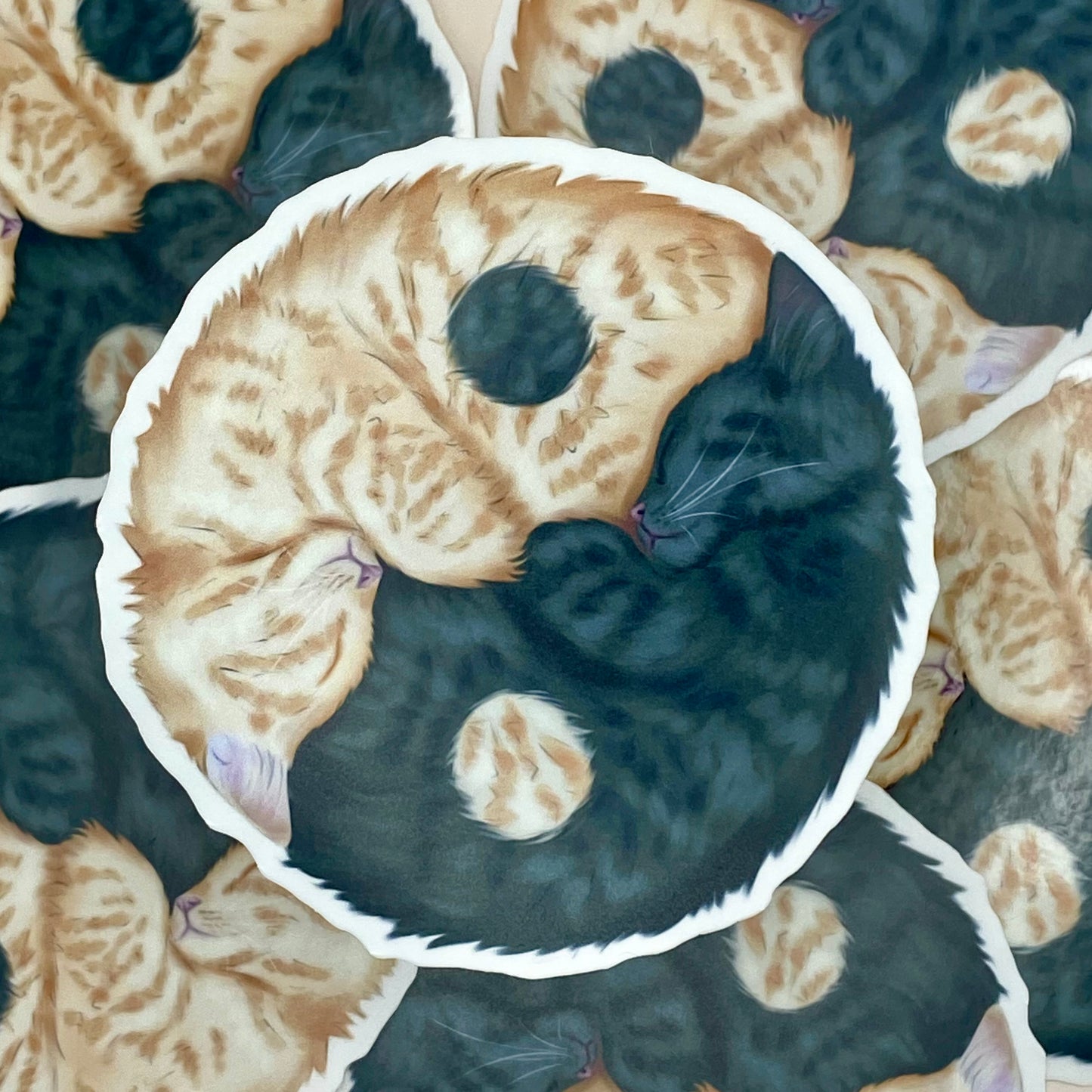 Yin Yang Kittens Waterproof Sticker