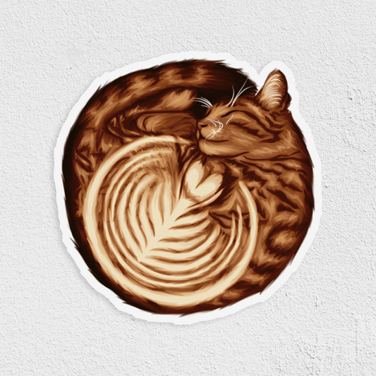 Latte Cat Waterproof Sticker