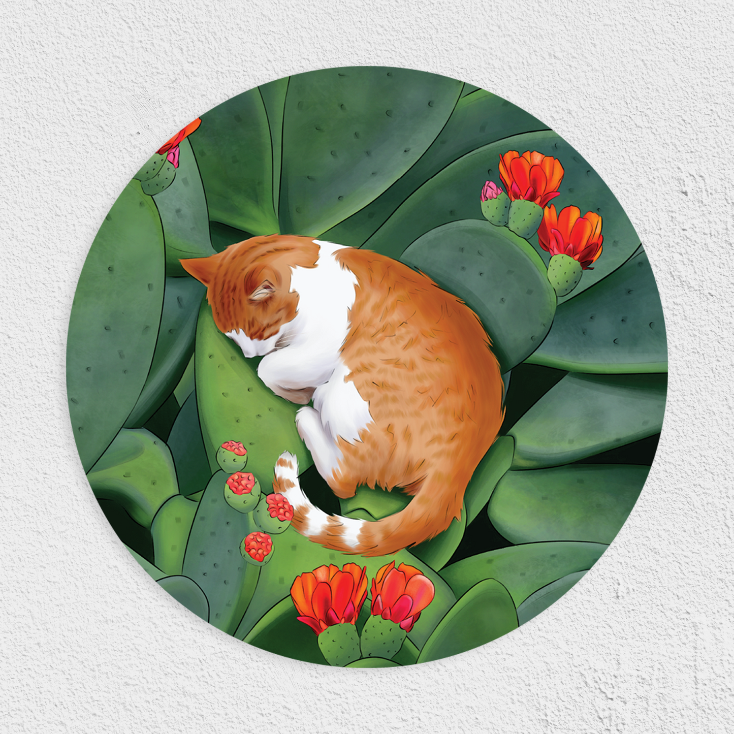 Prickly Cat Nap Waterproof Sticker
