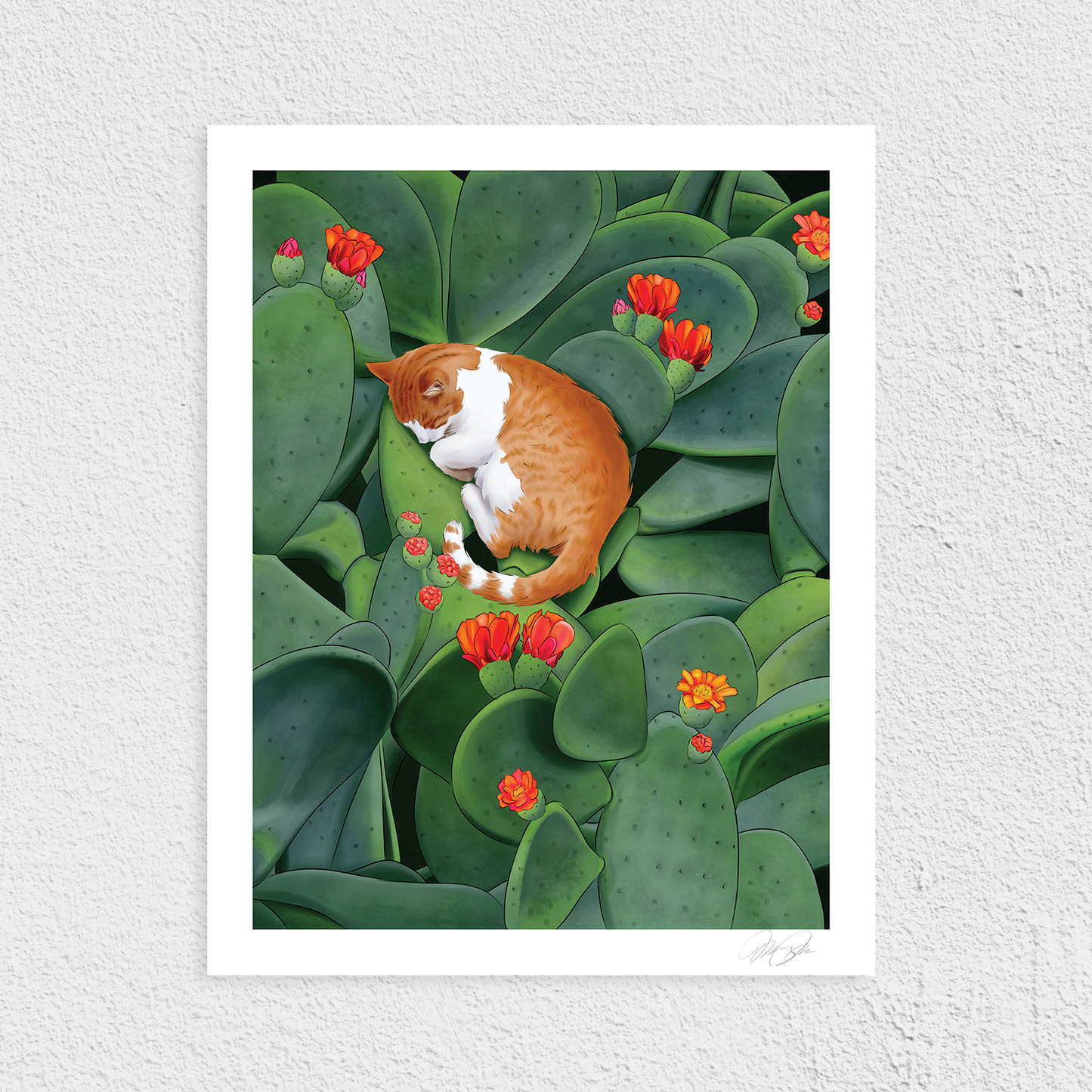 Prickly Cat Nap Art Print