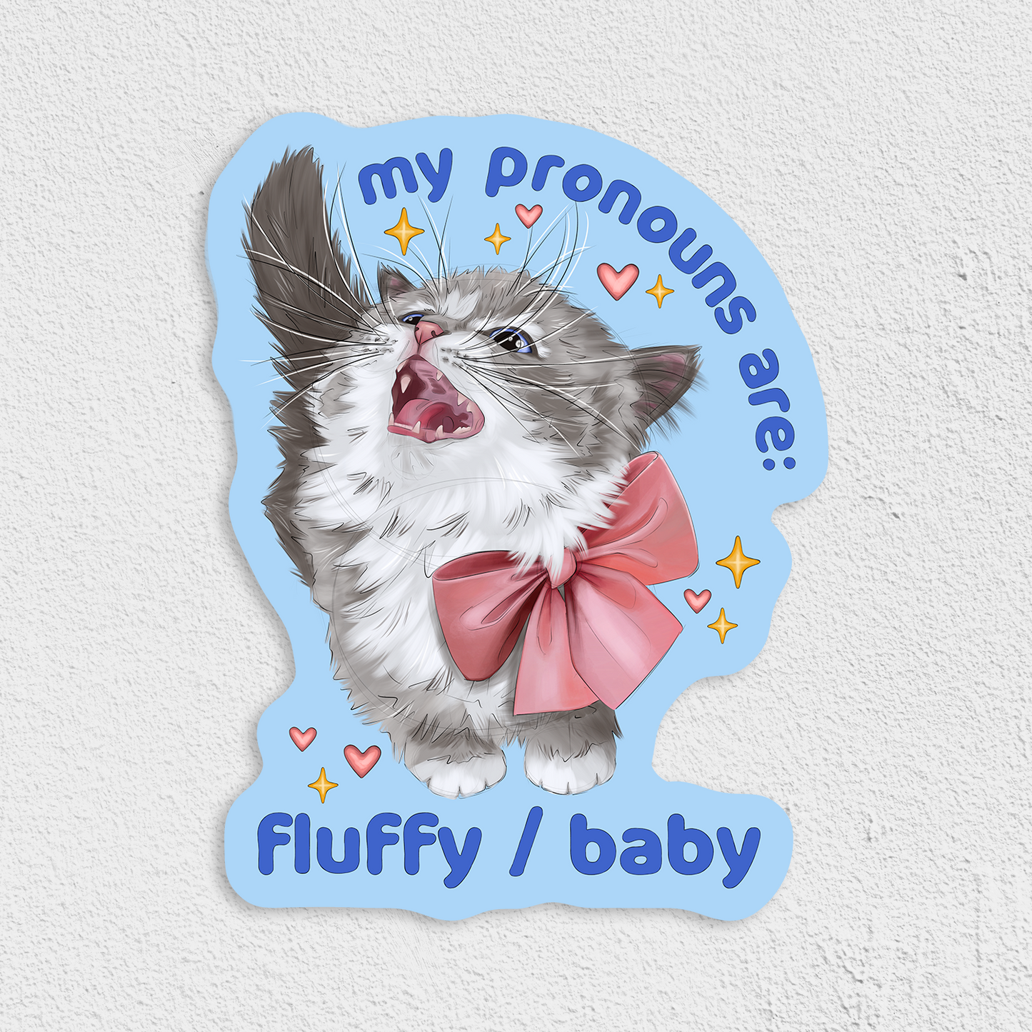 Pronouns Kitten Waterproof Sticker