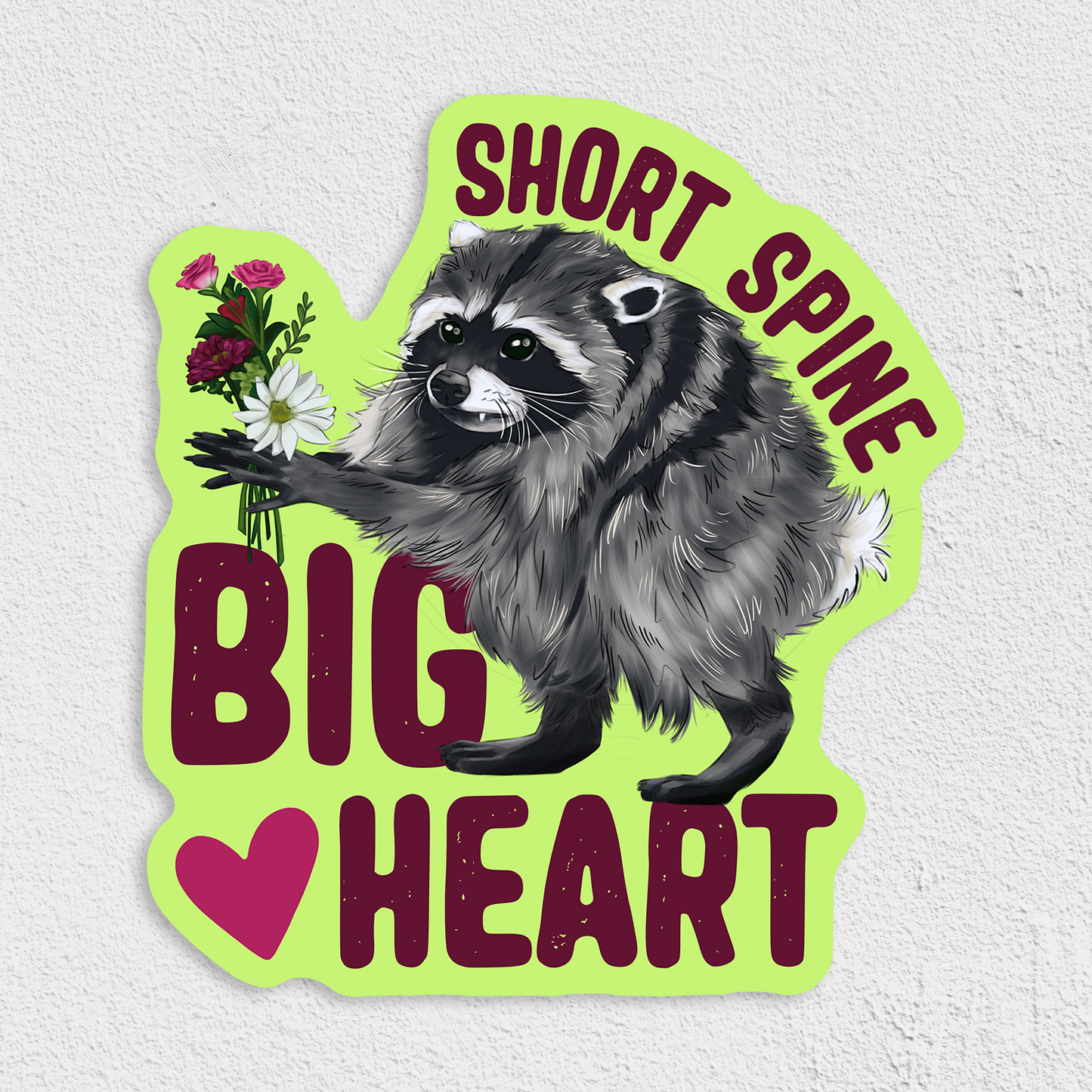Short Spine Big Heart Waterproof Sticker