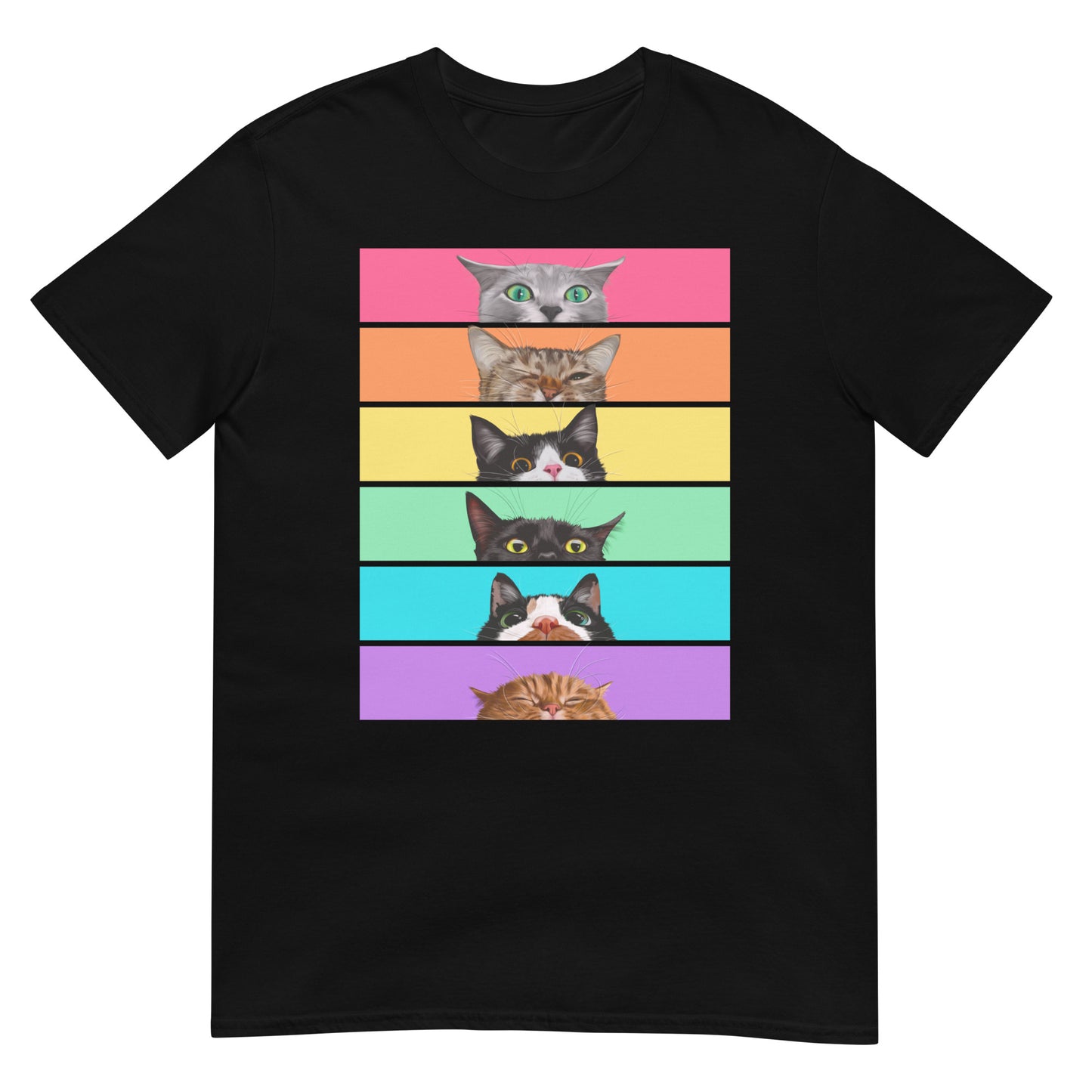 Peeking Rainbow Cats Short-Sleeve Unisex T-Shirt