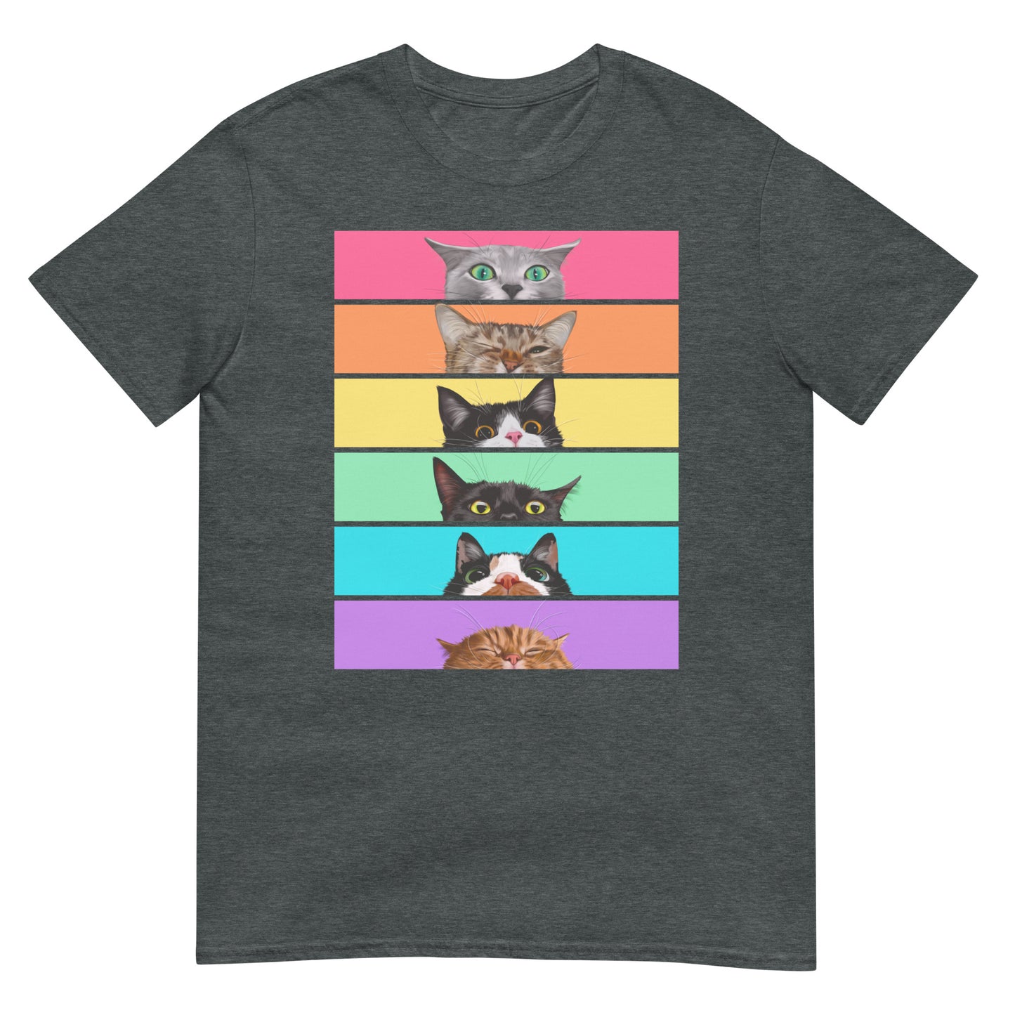 Peeking Rainbow Cats Short-Sleeve Unisex T-Shirt