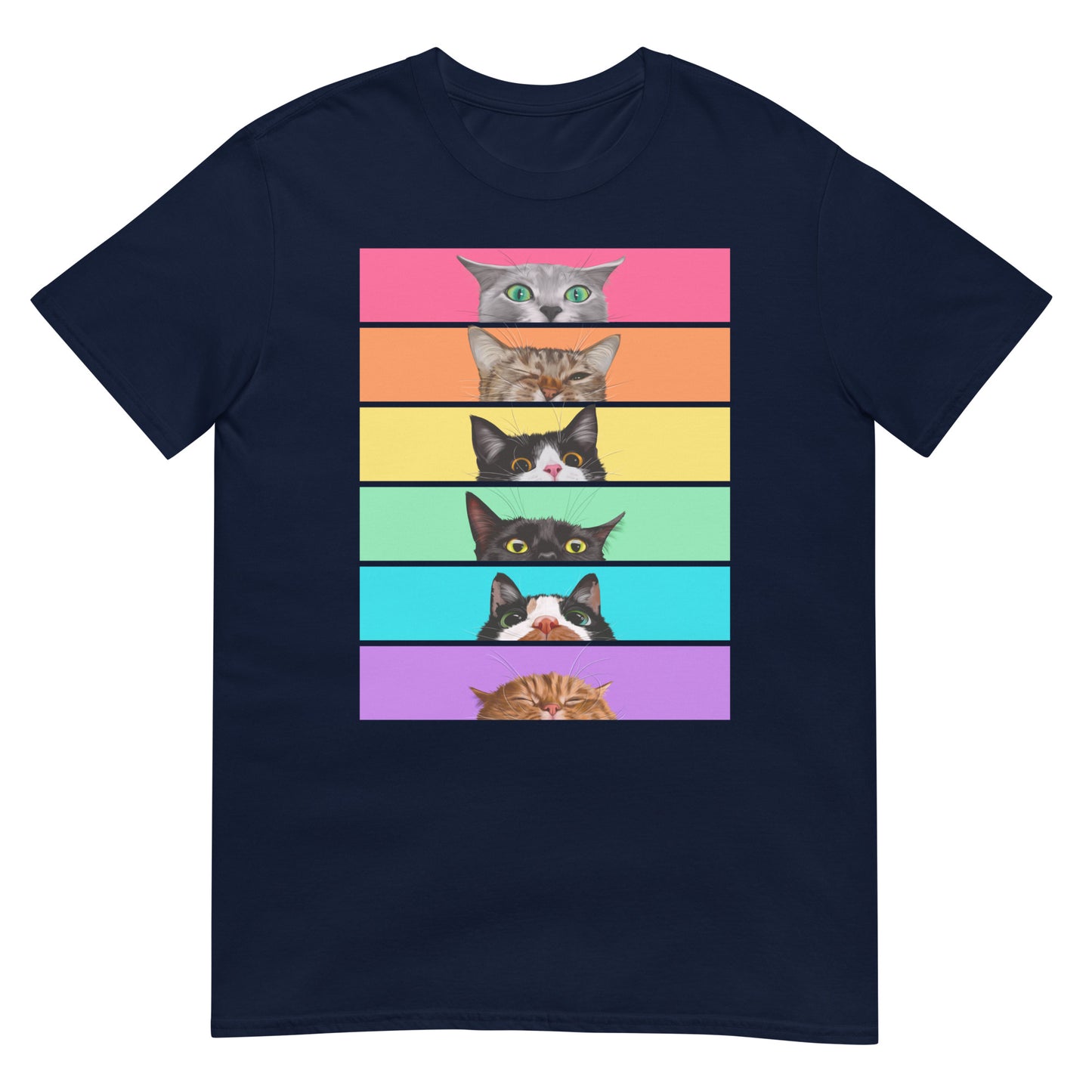 Peeking Rainbow Cats Short-Sleeve Unisex T-Shirt
