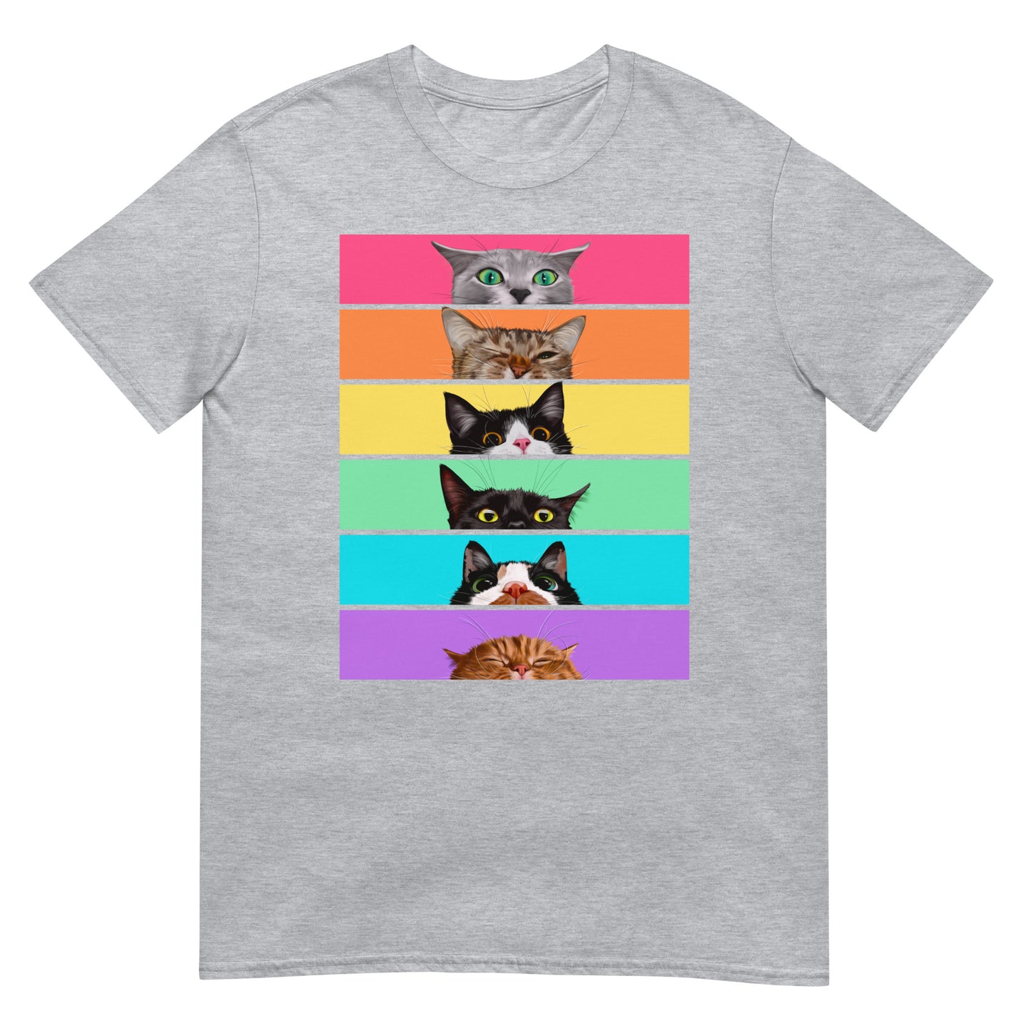 Peeking Rainbow Cats Short-Sleeve Unisex T-Shirt