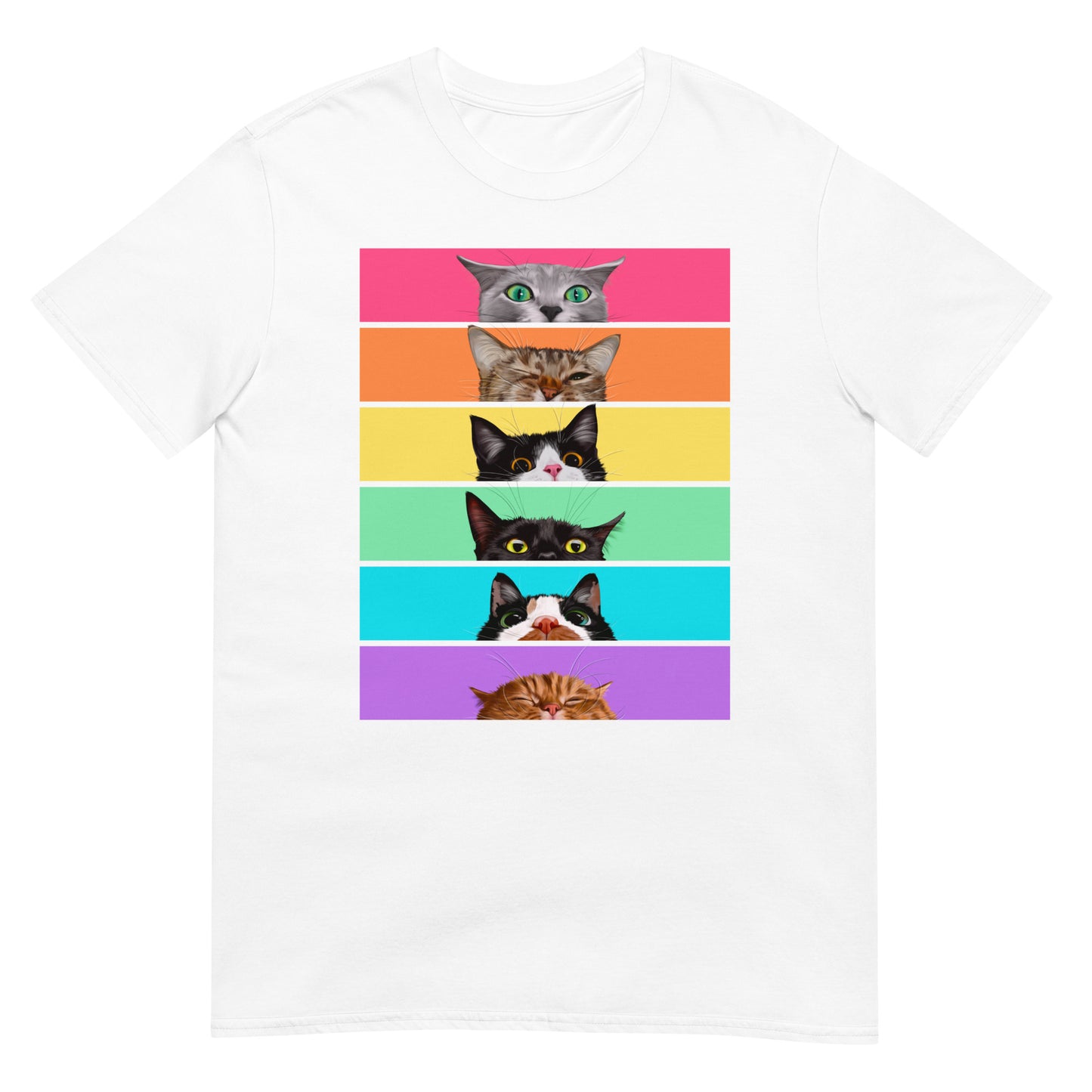 Peeking Rainbow Cats Short-Sleeve Unisex T-Shirt