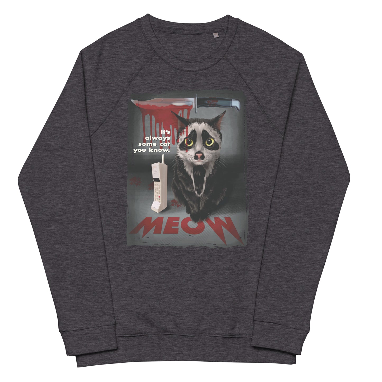 Ghostface Meows Unisex Organic Raglan Sweatshirt