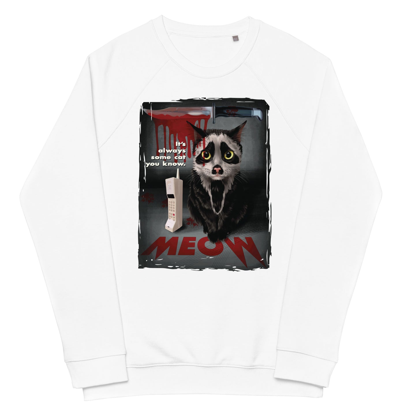 Ghostface Meows Unisex Organic Raglan Sweatshirt