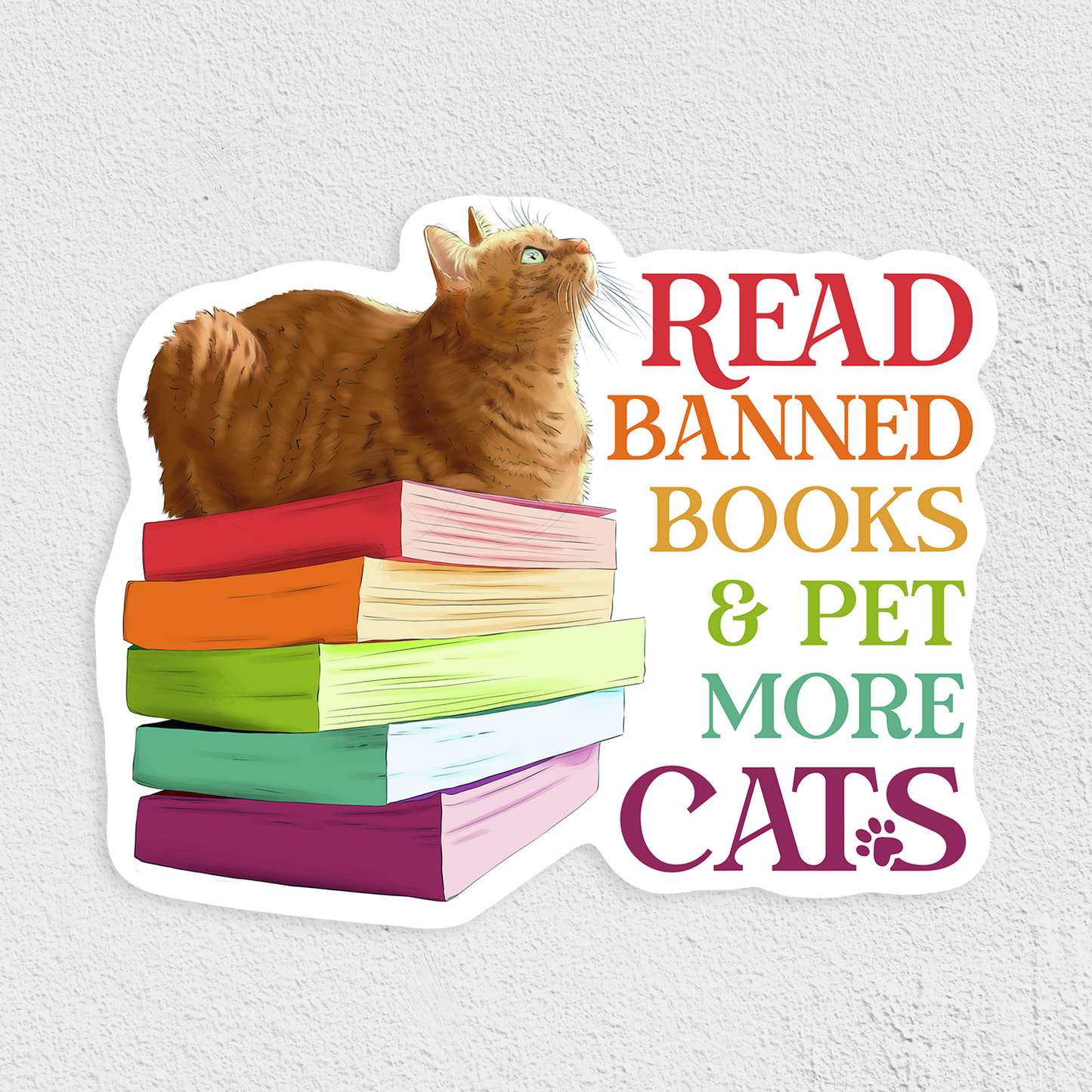 Banned Books & Cats Waterproof Sticker