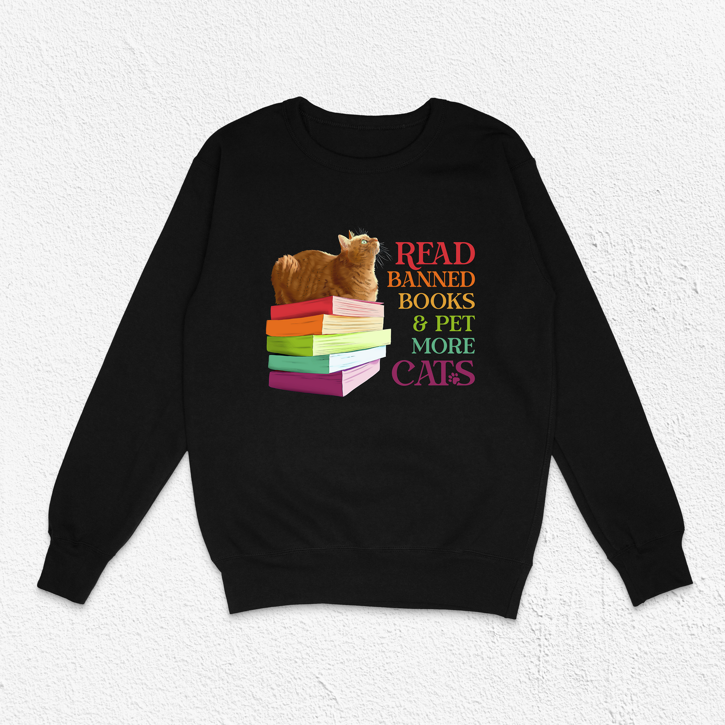 Black Banned Books & Cats Unisex Crewneck Sweatshirt