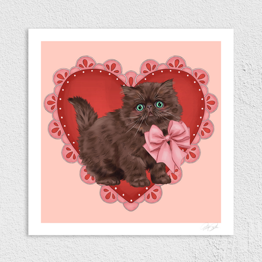 Chocolate Coquette Cat Art Print