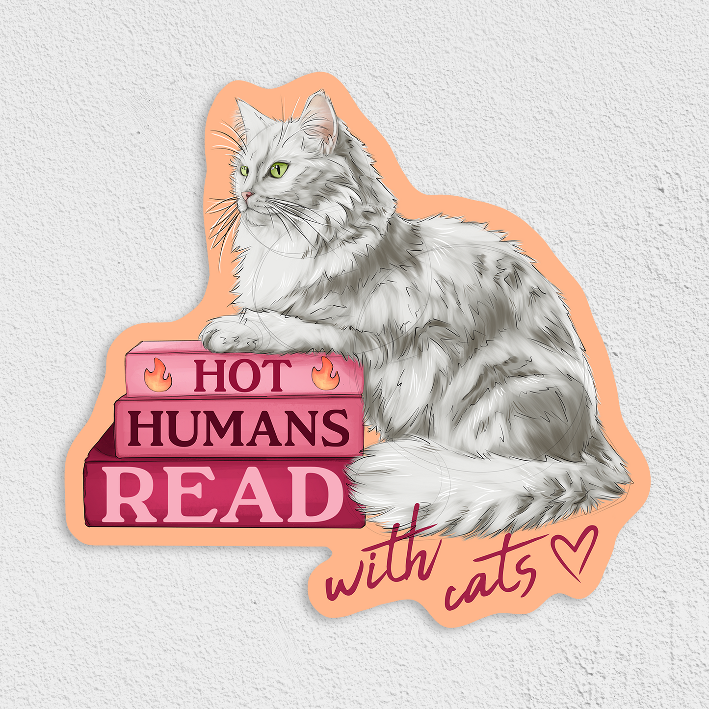 Hot Humans Read With Cats Waterproof Sticker