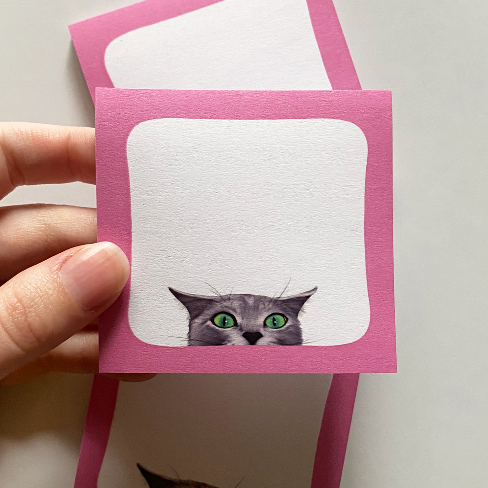 Peeking Cat Post-It Note (Pink) – Cat Loaf Studio