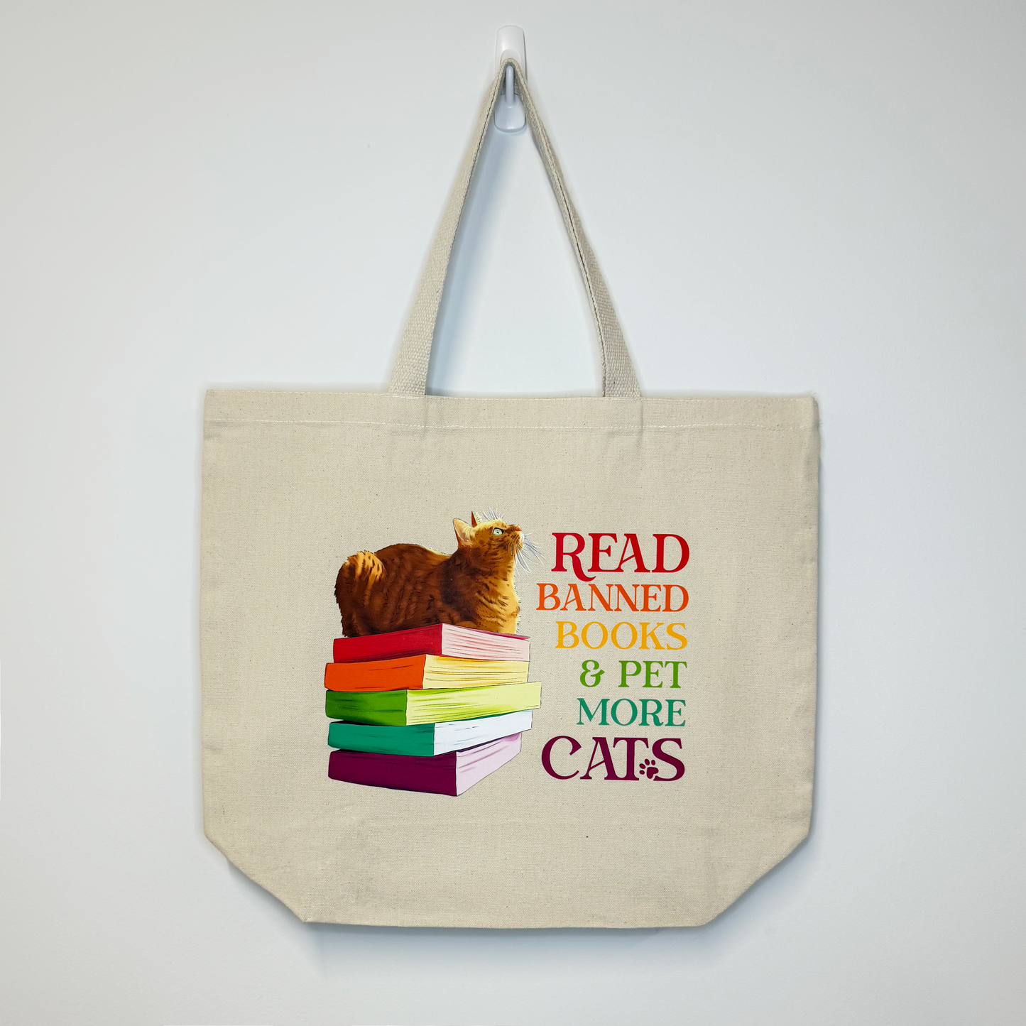 Banned Books & Cats Canvas Tote Bag