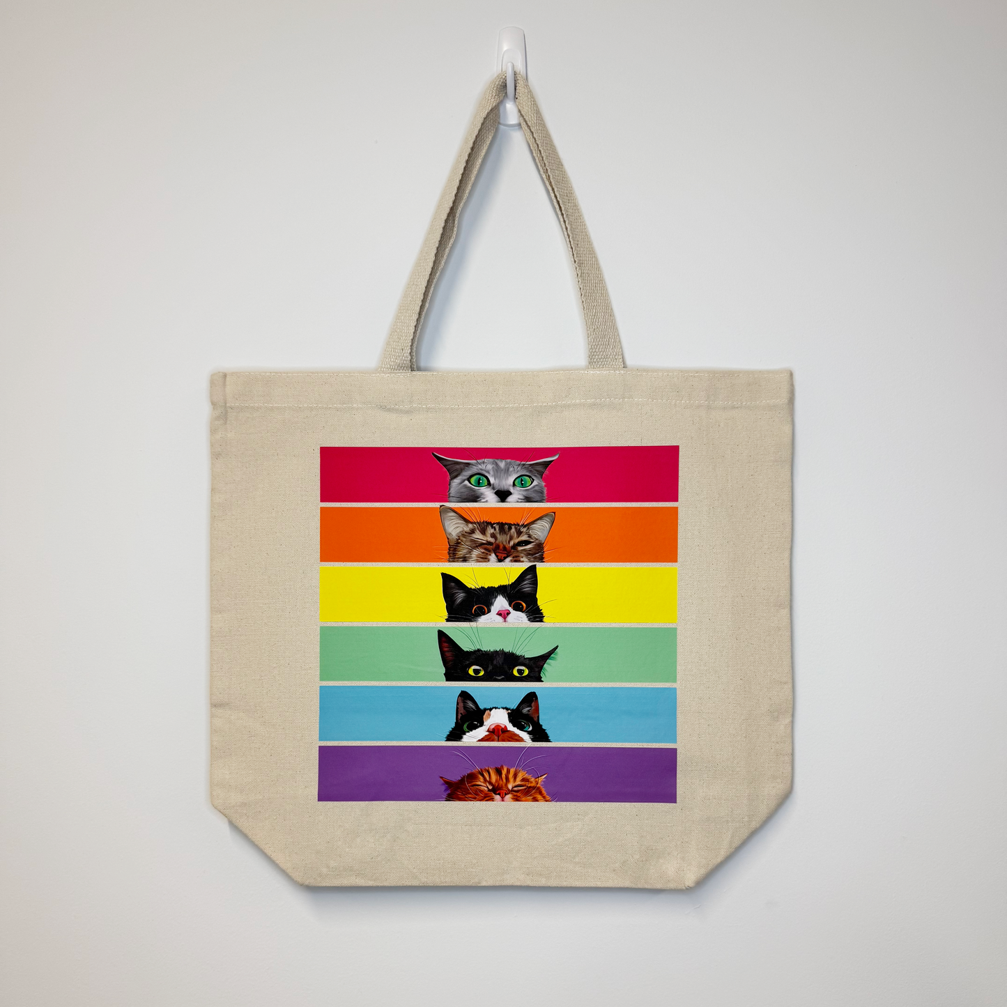 Rainbow Kitties Canvas Tote Bag Natural
