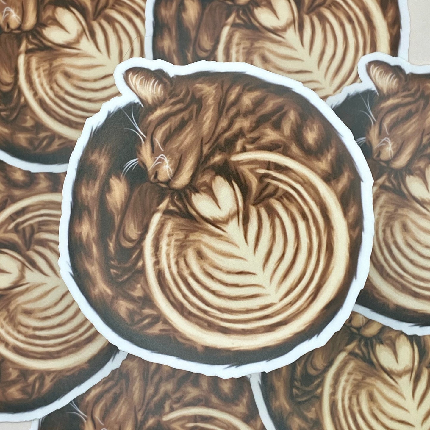 Latte Cat Waterproof Sticker