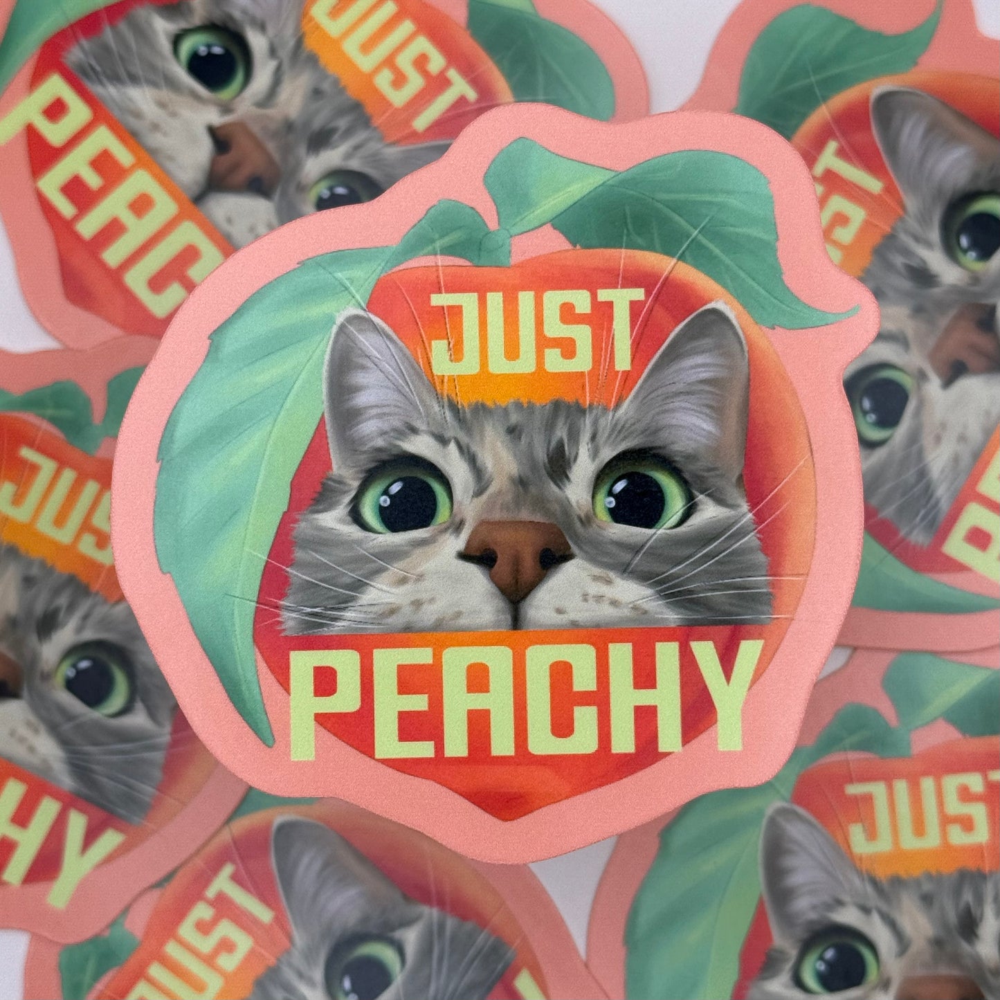 Just Peachy Cat Waterproof Sticker