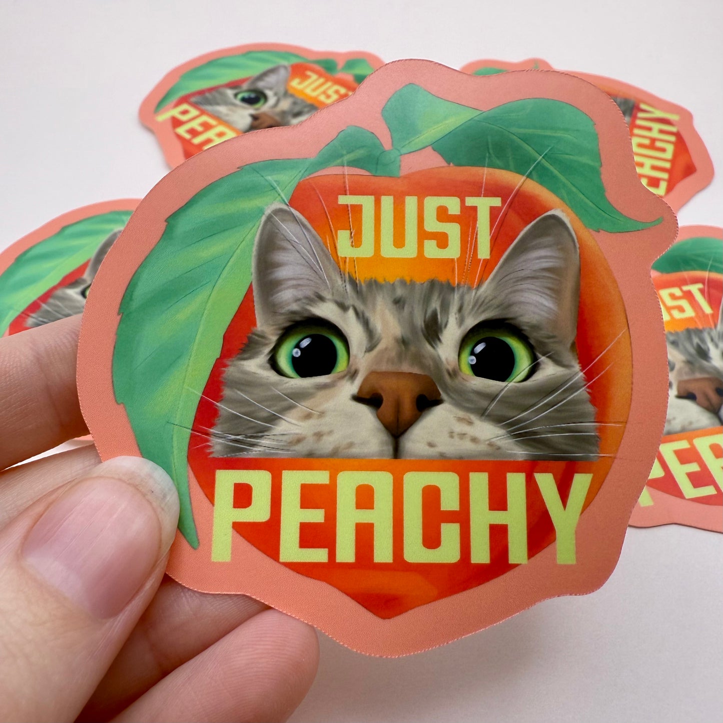 Just Peachy Cat Waterproof Sticker