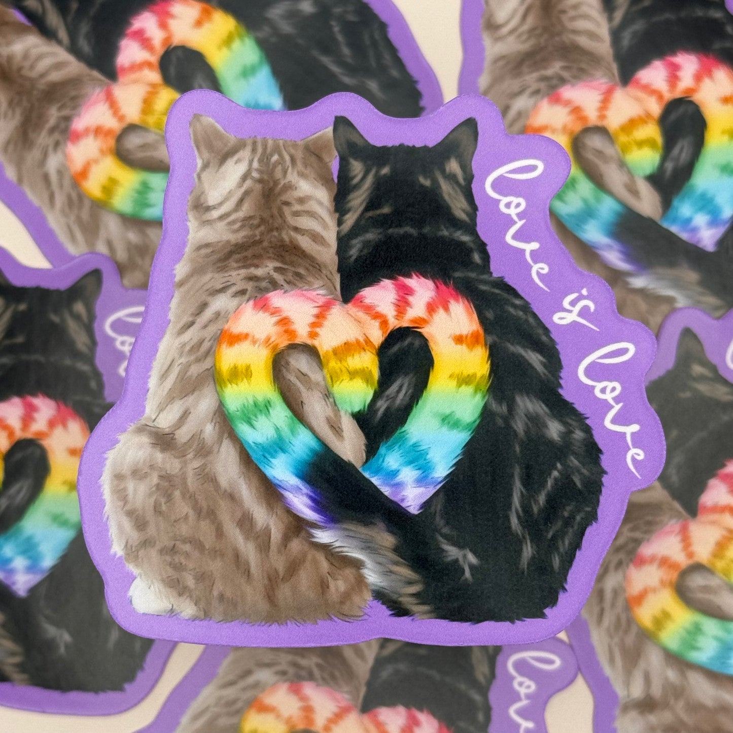 Cat Love Is Love Waterproof Sticker