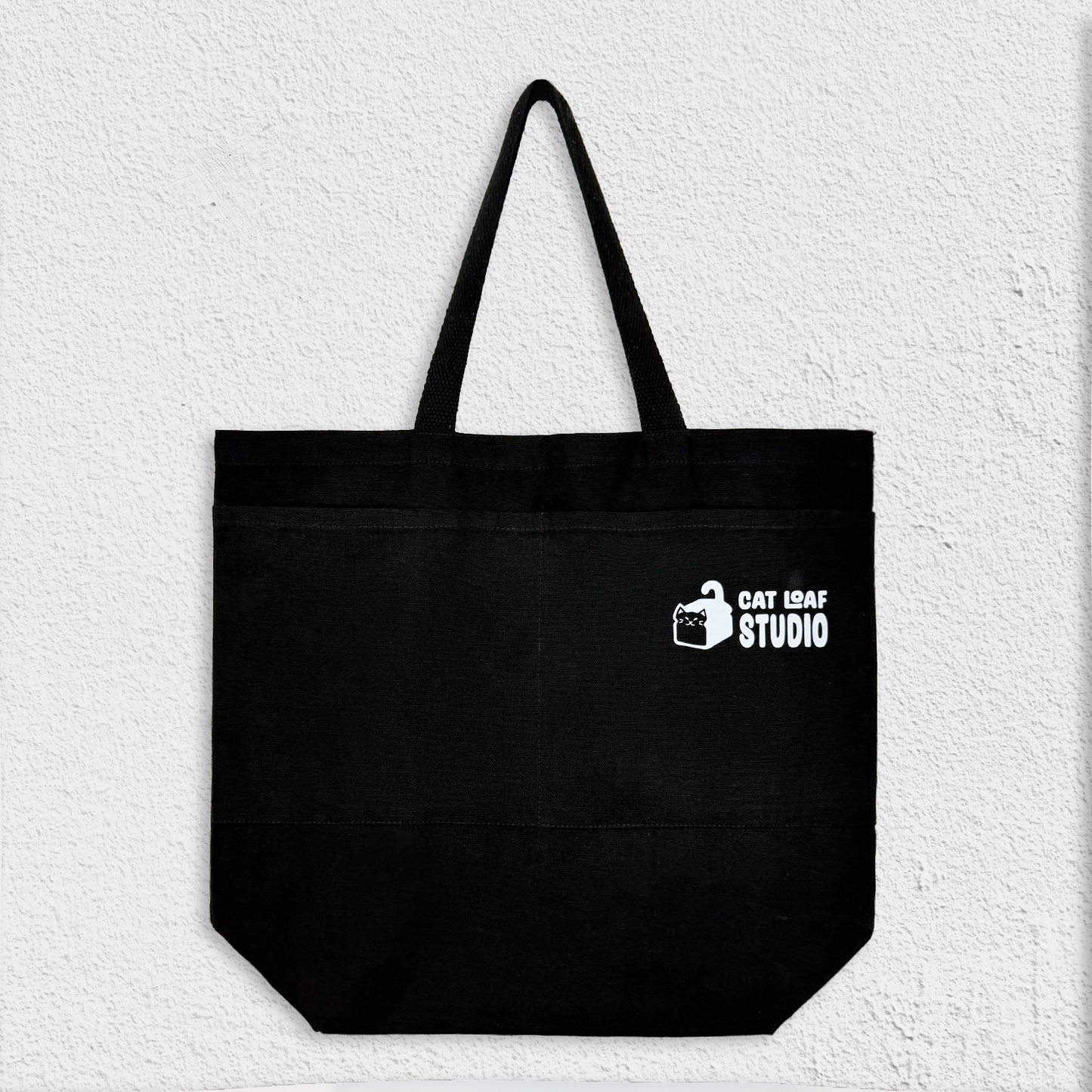 In-Bread Cat Canvas Tote Bag Black