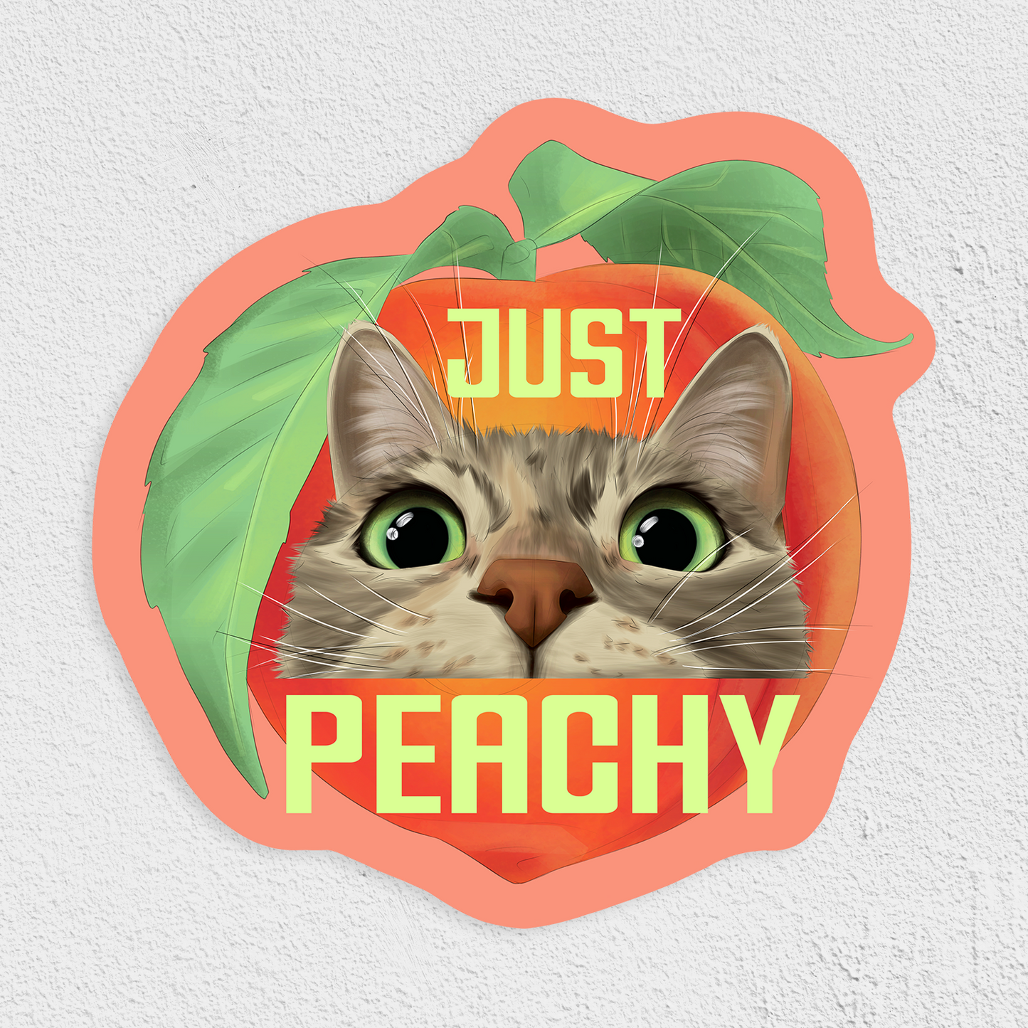 Just Peachy Cat Waterproof Sticker