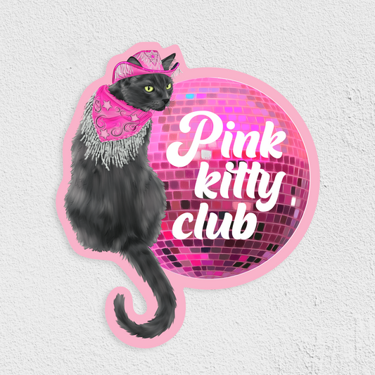 Pink Kitty Club Waterproof Sticker