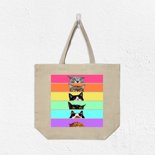 Rainbow Kitties Canvas Tote Bag Natural