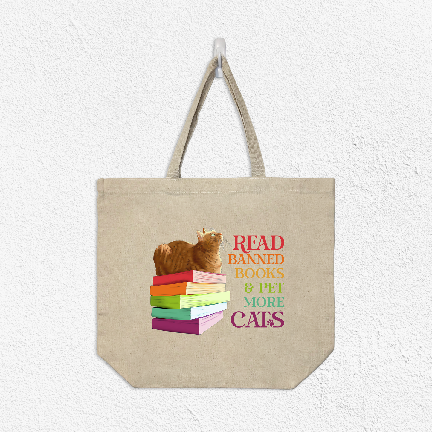 Banned Books & Cats Canvas Tote Bag