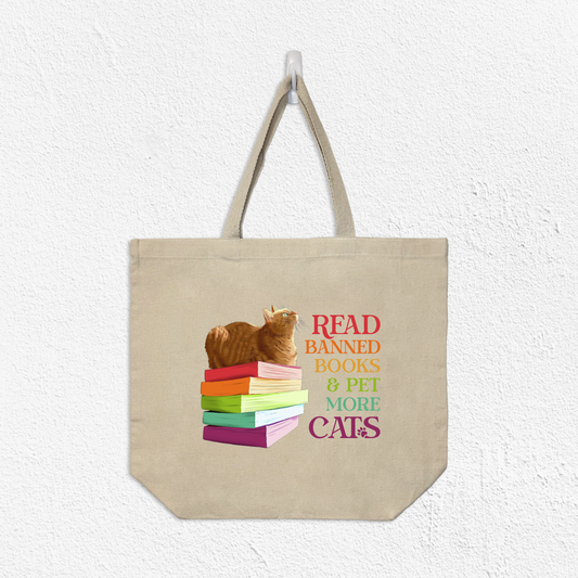 Banned Books & Cats Canvas Tote Bag